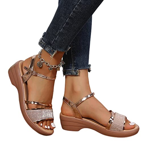 COTCLO Sandales d'été compensées de grande taille pour femmes, sandales